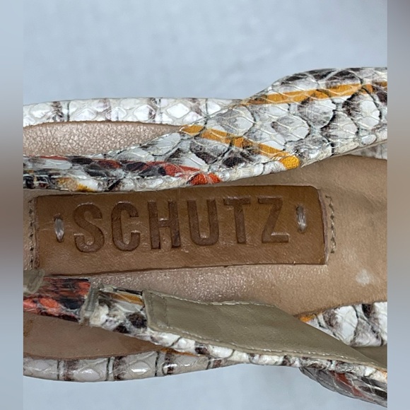 Schutz Faux Snakeskin Leather Slingback Platform Pumps Stiletto heels Mob Wife - Picture 10 of 11